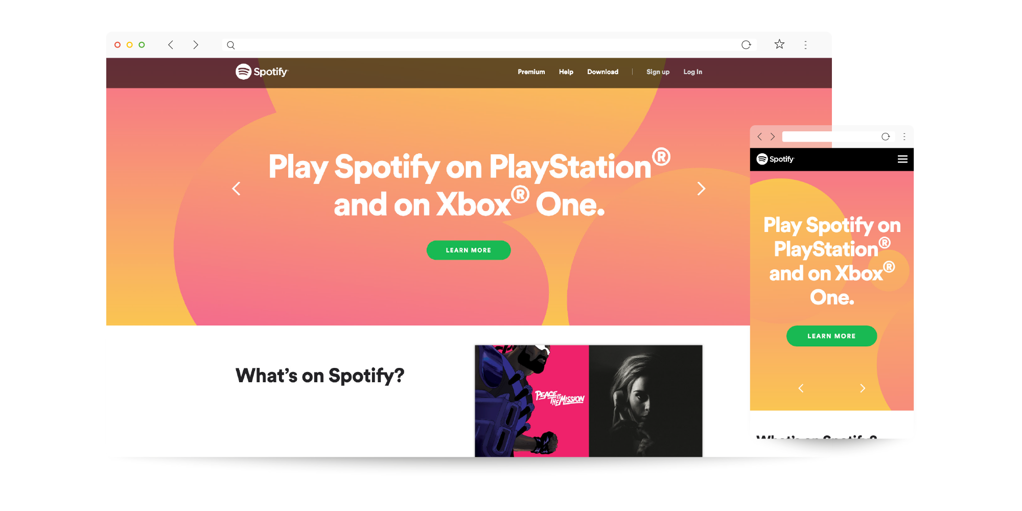Spotify example of Web Colour Gradient