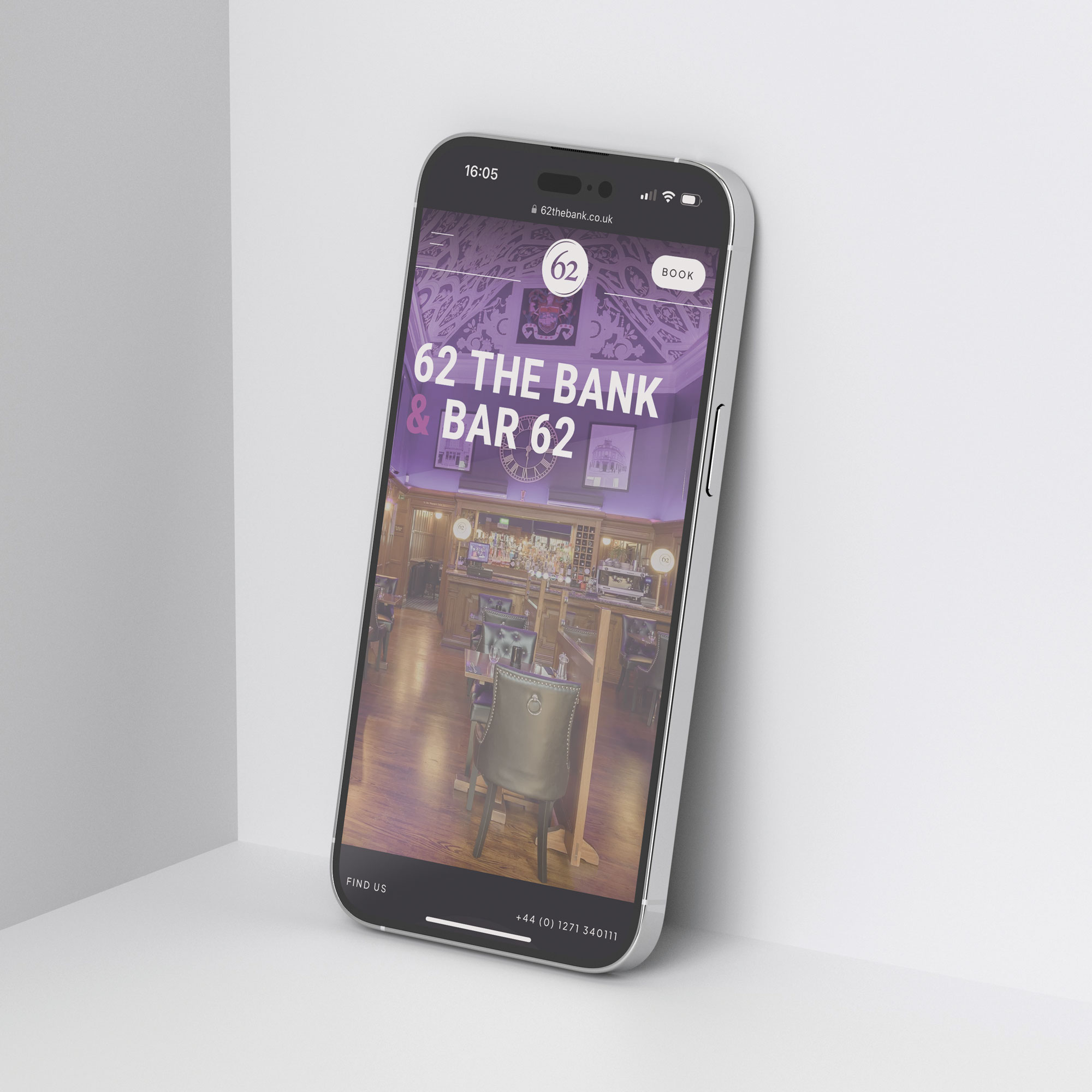 Homepage design for 62 the Bank by Inventive on a smartphone