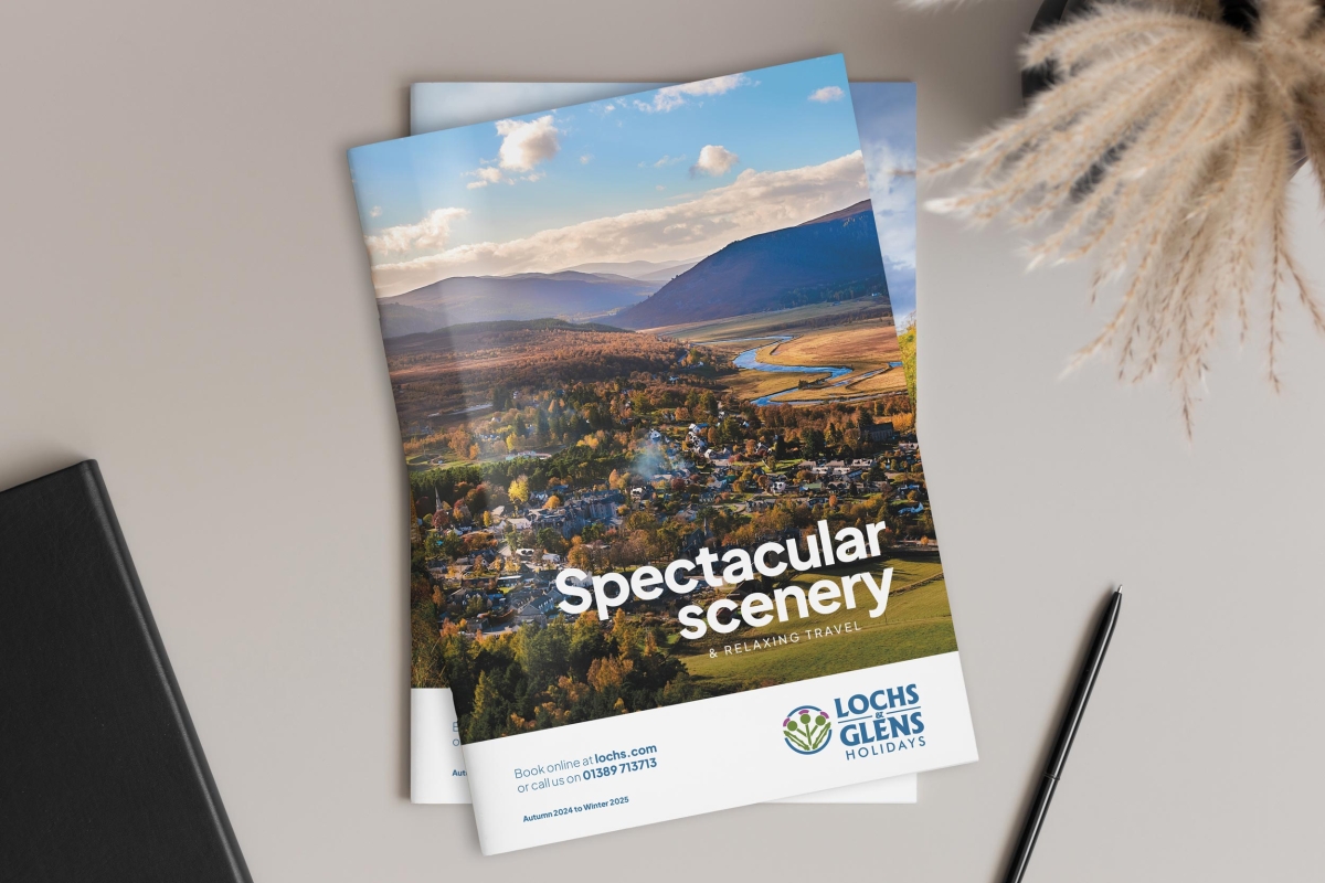 Covers for the two Lochs & Glens Holidays travel brochures designed by Inventive